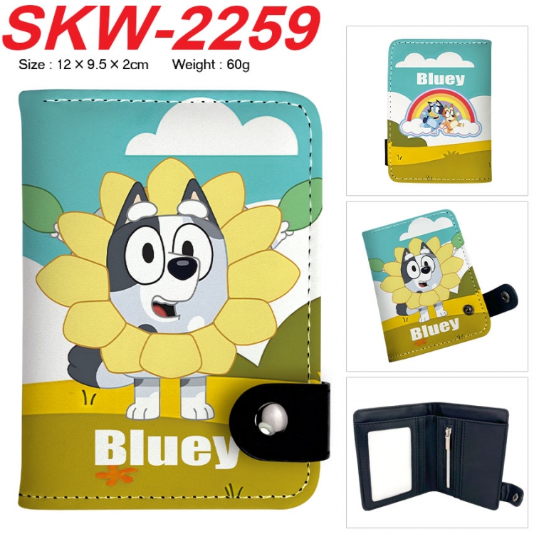 Bluey Anime vertical button folding wallet 12X9.5X2CM 60g