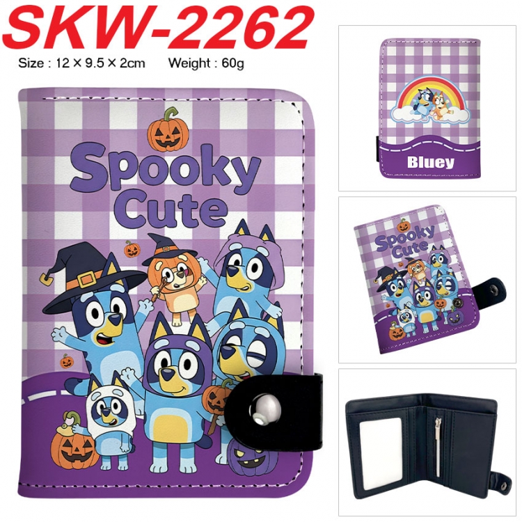 Bluey Anime vertical button folding wallet 12X9.5X2CM 60g