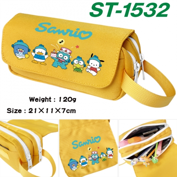 Sanrio Anime waterproof canvas portable double-layer pencil bag cosmetic bag 21x11x7cm