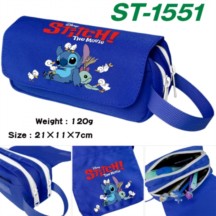 Lilo & Stitch Anime waterproof canvas portable double-layer pencil bag cosmetic bag 21x11x7cm
