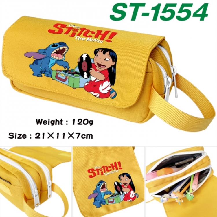 Lilo & Stitch Anime waterproof canvas portable double-layer pencil bag cosmetic bag 21x11x7cm