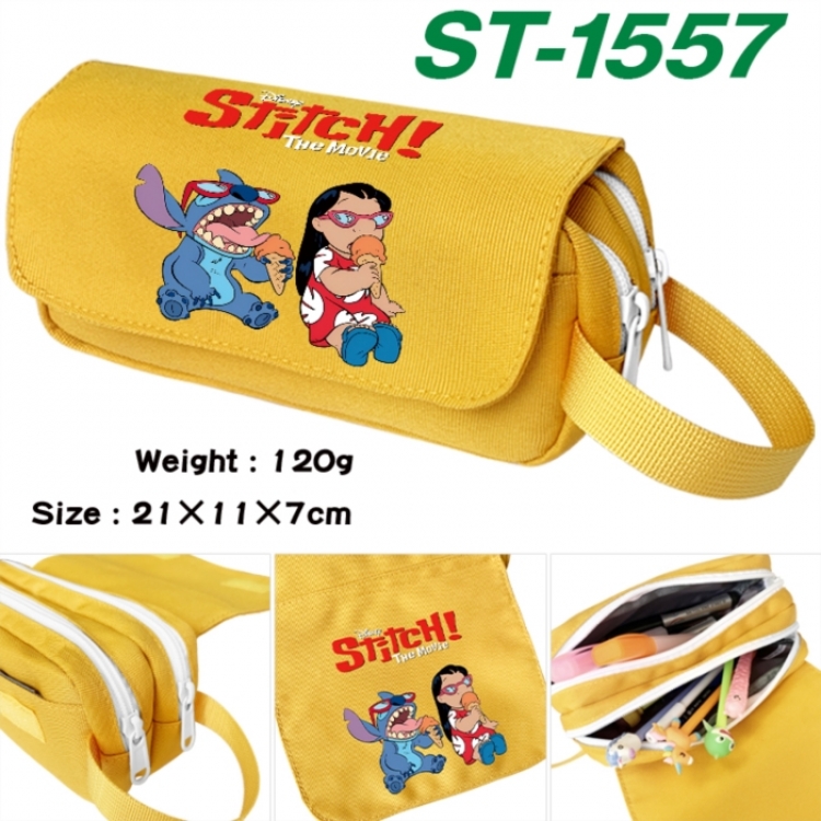 Lilo & Stitch Anime waterproof canvas portable double-layer pencil bag cosmetic bag 21x11x7cm