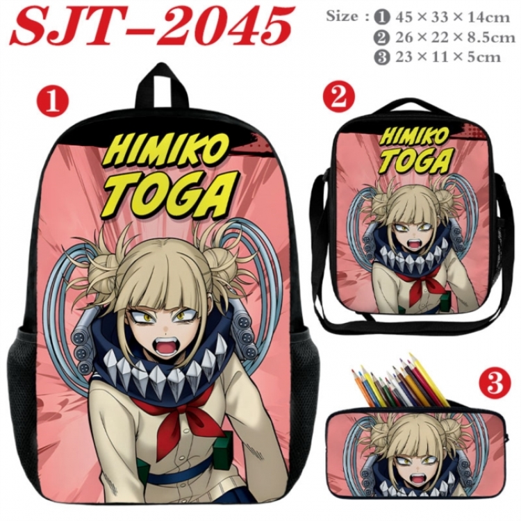 My Hero Academia Anime nylon canvas backpack pencil case crossbody bag three piece set 45x33x14cm