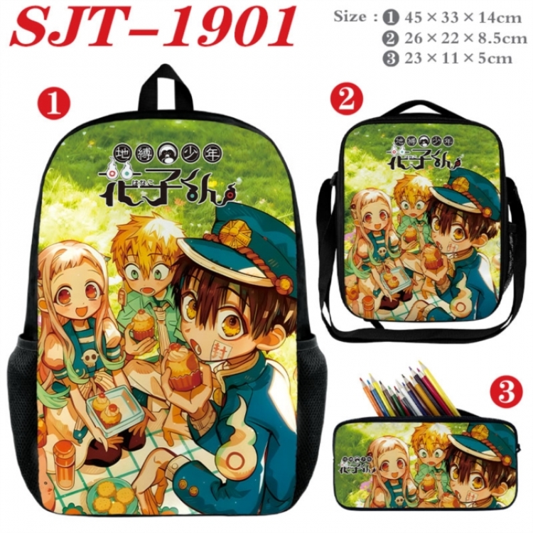 Toilet-bound Hanako-kun Anime nylon canvas backpack pencil case crossbody bag three piece set 45x33x14cm