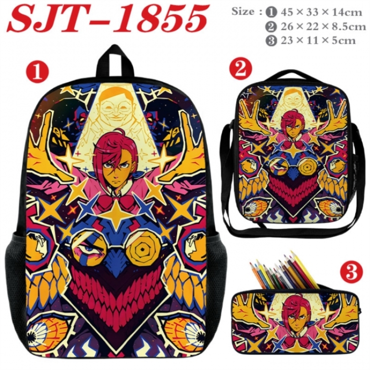 DANDADAN Anime nylon canvas backpack pencil case crossbody bag three piece set 45x33x14cm