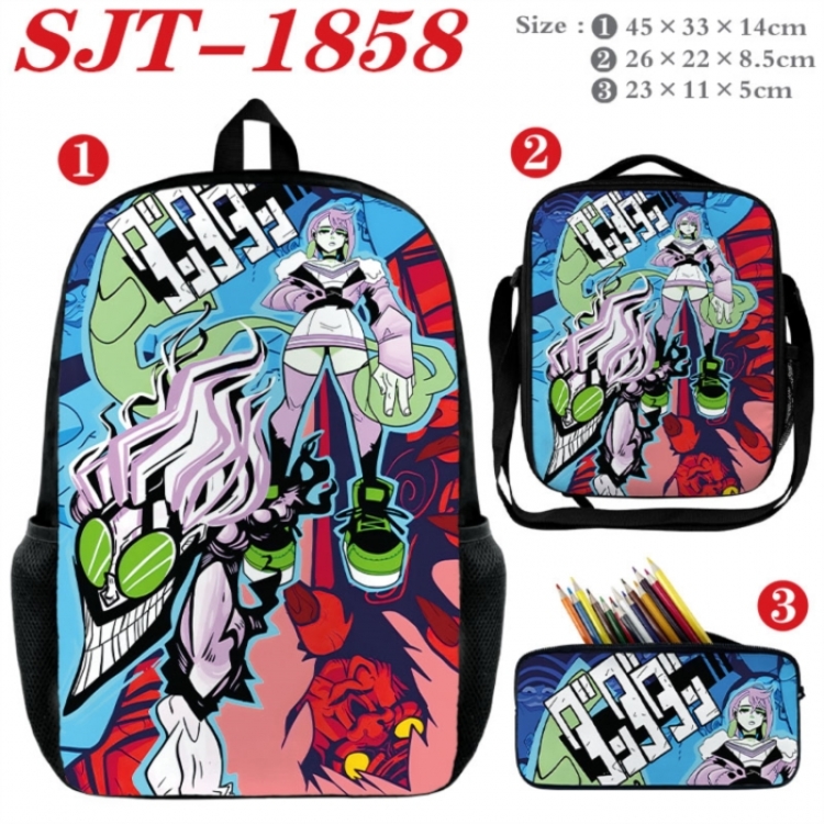 DANDADAN Anime nylon canvas backpack pencil case crossbody bag three piece set 45x33x14cm