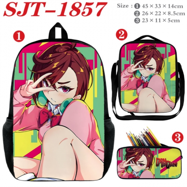 DANDADAN Anime nylon canvas backpack pencil case crossbody bag three piece set 45x33x14cm