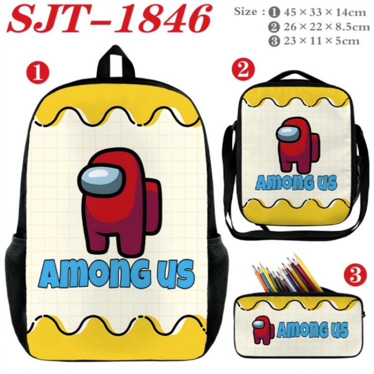 Among Us Anime nylon canvas backpack pencil case crossbody bag three piece set 45x33x14cm