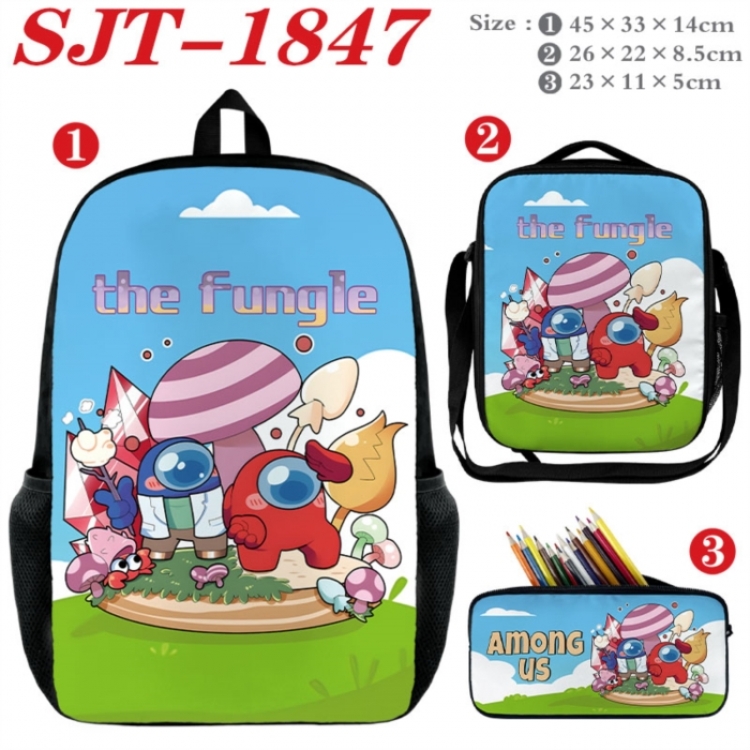Among Us Anime nylon canvas backpack pencil case crossbody bag three piece set 45x33x14cm