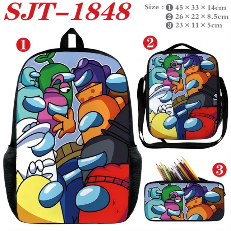 Among Us Anime nylon canvas backpack pencil case crossbody bag three piece set 45x33x14cm