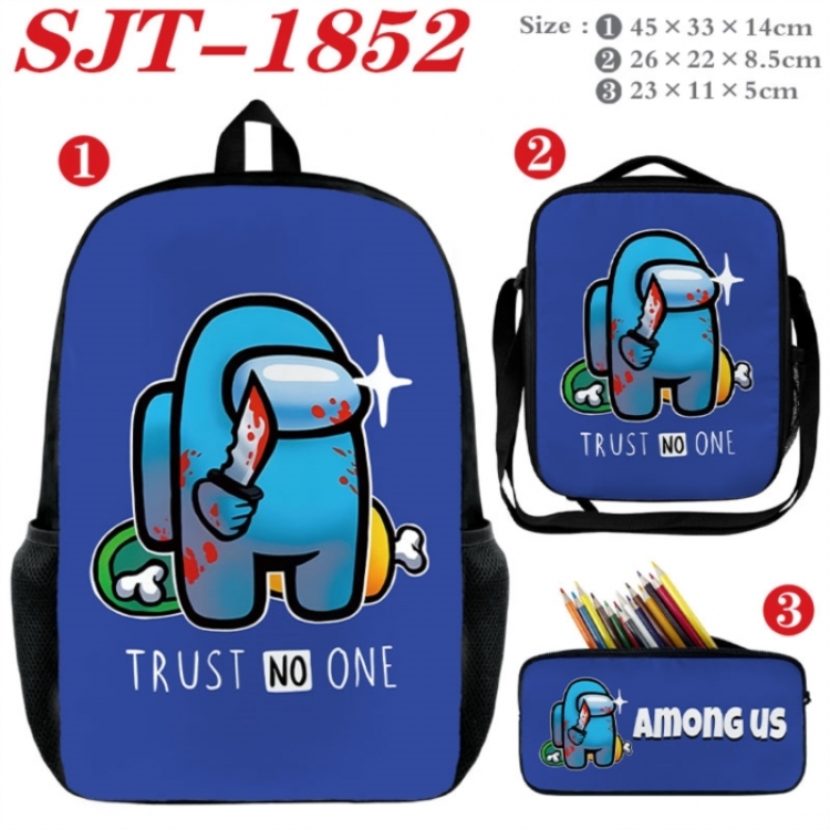 Among Us Anime nylon canvas backpack pencil case crossbody bag three piece set 45x33x14cm