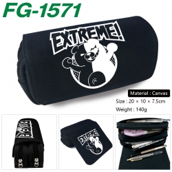 Dangan-Ronpa Anime Multi-Function Double Zipper Canvas Cosmetic Bag Pen Case 20x10x7.5cm