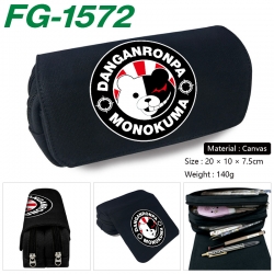 Dangan-Ronpa Anime Multi-Function Double Zipper Canvas Cosmetic Bag Pen Case 20x10x7.5cm