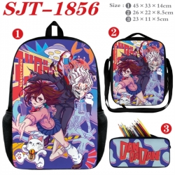 DANDADAN Anime nylon canvas backpack pencil case crossbody bag three piece set 45x33x14cm