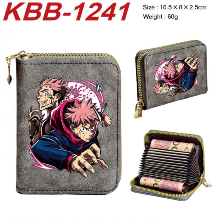 Jujutsu Kaisen Anime-themed bank card zipper cardholder with dimensions 10.5x8x2.5cm