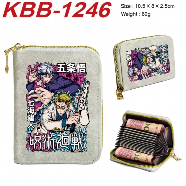 Jujutsu Kaisen Anime-themed bank card zipper cardholder with dimensions 10.5x8x2.5cm