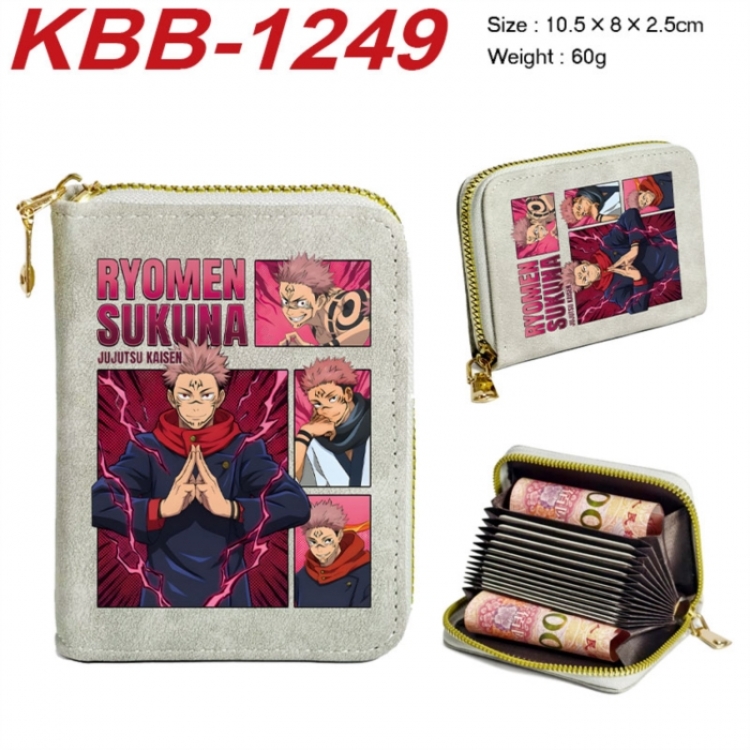 Jujutsu Kaisen Anime-themed bank card zipper cardholder with dimensions 10.5x8x2.5cm