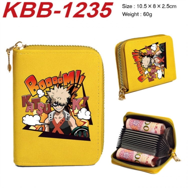 My Hero Academia Anime-themed bank card zipper cardholder with dimensions 10.5x8x2.5cm