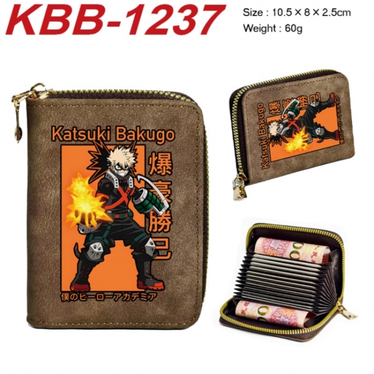 My Hero Academia Anime-themed bank card zipper cardholder with dimensions 10.5x8x2.5cm