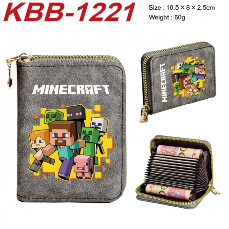 Minecraft Anime-themed bank card zipper cardholder with dimensions 10.5x8x2.5cm