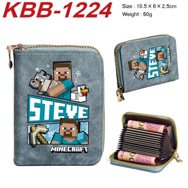 Minecraft Anime-themed bank card zipper cardholder with dimensions 10.5x8x2.5cm