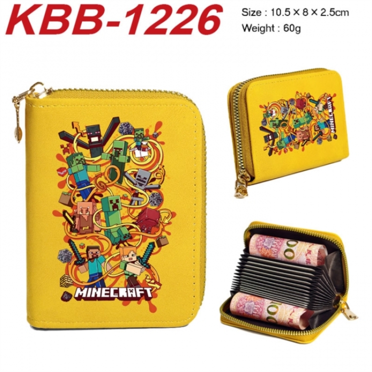 Minecraft Anime-themed bank card zipper cardholder with dimensions 10.5x8x2.5cm