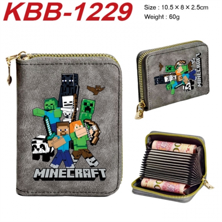 Minecraft Anime-themed bank card zipper cardholder with dimensions 10.5x8x2.5cm