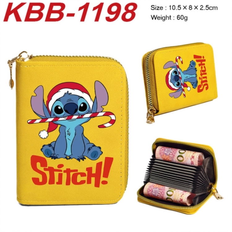 Lilo & Stitch  Anime-themed bank card zipper cardholder with dimensions 10.5x8x2.5cm