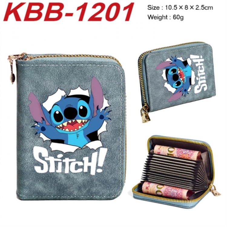 Lilo & Stitch  Anime-themed bank card zipper cardholder with dimensions 10.5x8x2.5cm