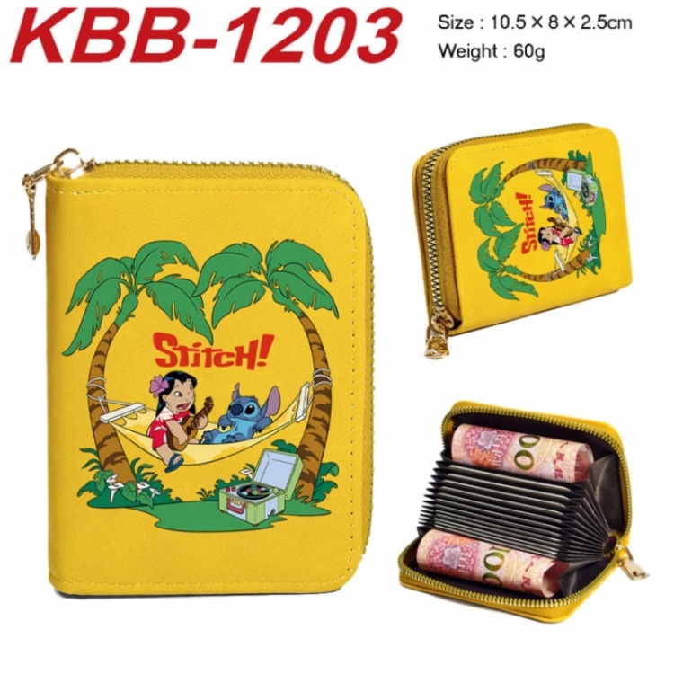 Lilo & Stitch  Anime-themed bank card zipper cardholder with dimensions 10.5x8x2.5cm