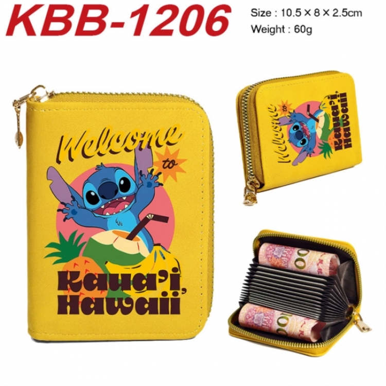 Lilo & Stitch  Anime-themed bank card zipper cardholder with dimensions 10.5x8x2.5cm