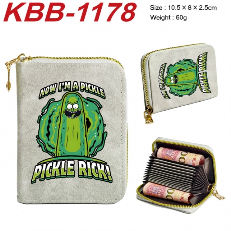 Rick and Morty Anime-themed bank card zipper cardholder with dimensions 10.5x8x2.5cm