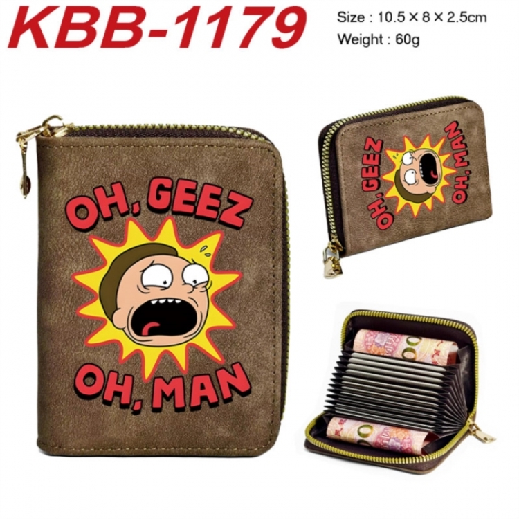 Rick and Morty Anime-themed bank card zipper cardholder with dimensions 10.5x8x2.5cm