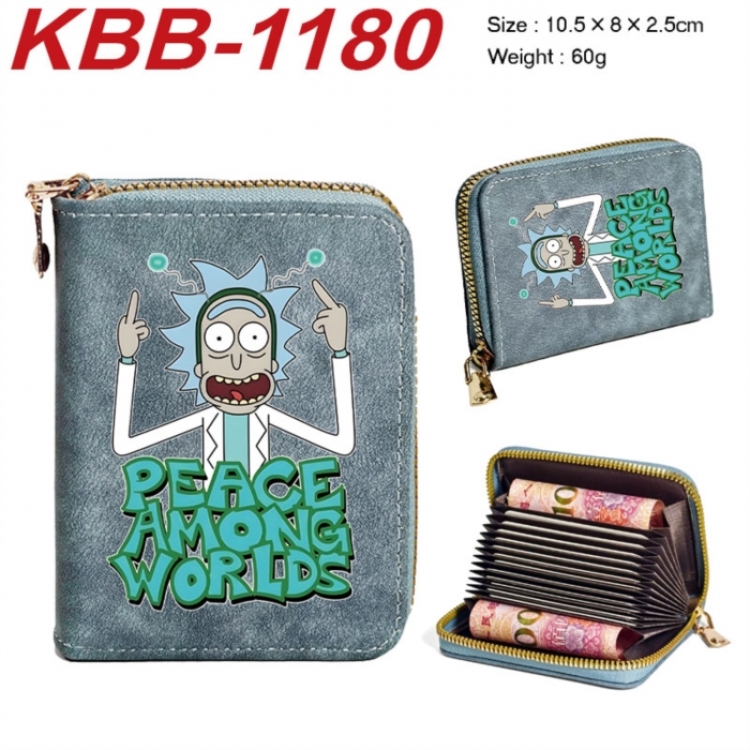 Rick and Morty Anime-themed bank card zipper cardholder with dimensions 10.5x8x2.5cm