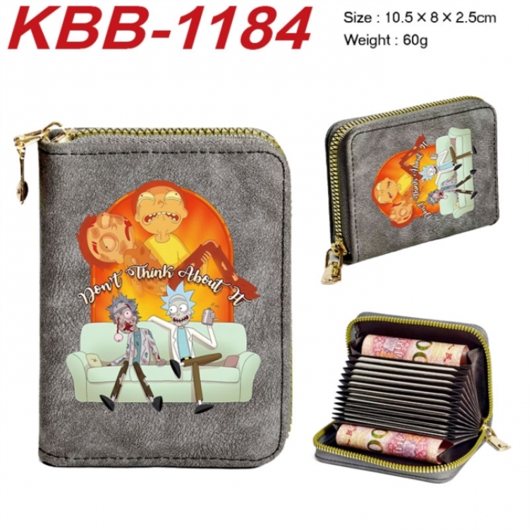 Rick and Morty Anime-themed bank card zipper cardholder with dimensions 10.5x8x2.5cm