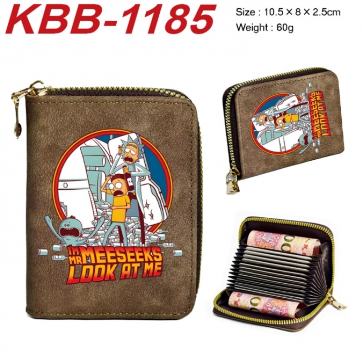 Rick and Morty Anime-themed bank card zipper cardholder with dimensions 10.5x8x2.5cm