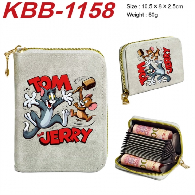 Tom and Jerry Anime-themed bank card zipper cardholder with dimensions 10.5x8x2.5cm