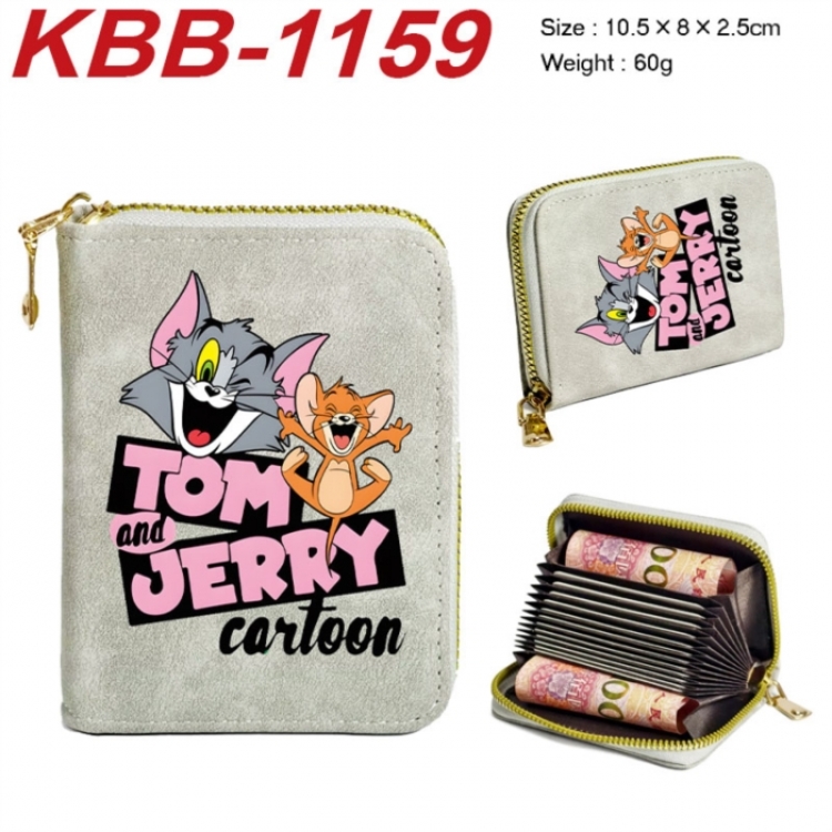 Tom and Jerry Anime-themed bank card zipper cardholder with dimensions 10.5x8x2.5cm