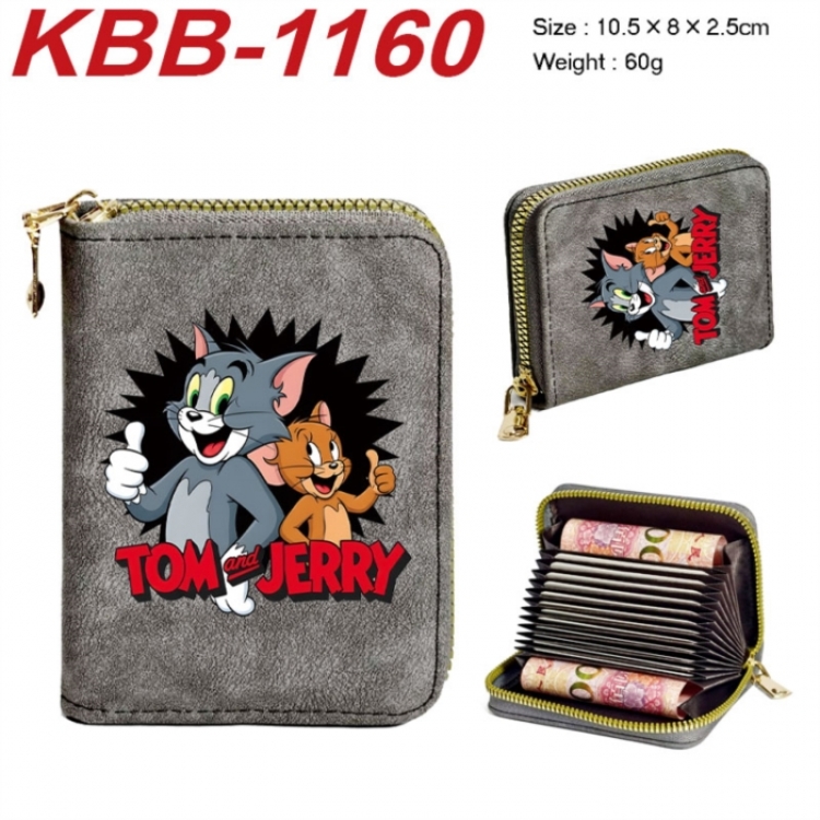 Tom and Jerry Anime-themed bank card zipper cardholder with dimensions 10.5x8x2.5cm