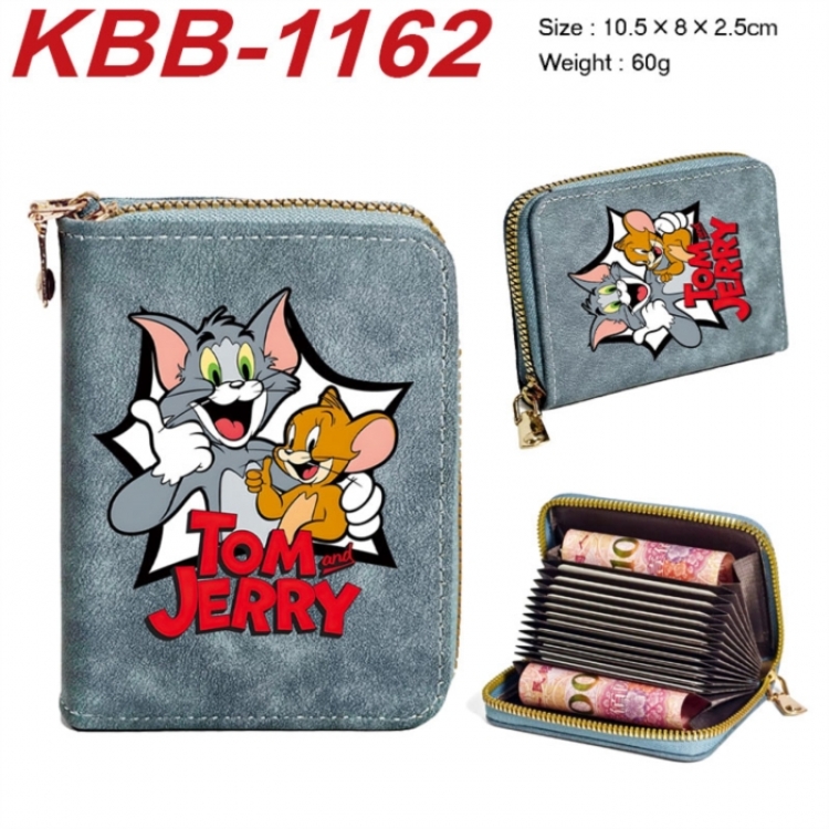 Tom and Jerry Anime-themed bank card zipper cardholder with dimensions 10.5x8x2.5cm