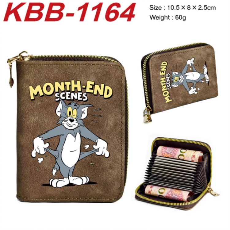 Tom and Jerry Anime-themed bank card zipper cardholder with dimensions 10.5x8x2.5cm