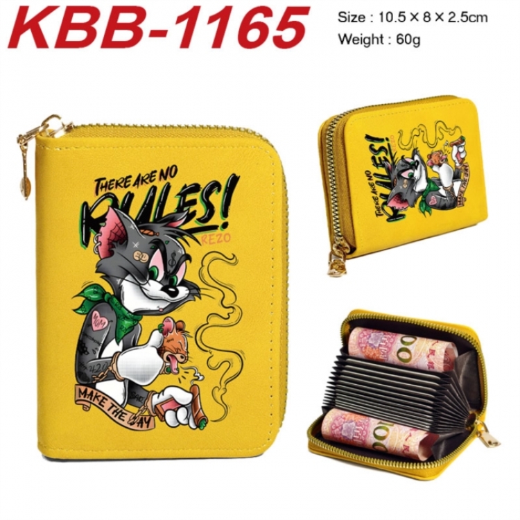 Tom and Jerry Anime-themed bank card zipper cardholder with dimensions 10.5x8x2.5cm