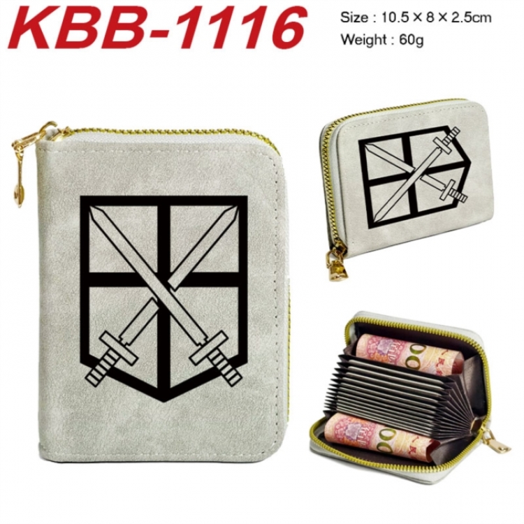 Shingeki no Kyojin Anime-themed bank card zipper cardholder with dimensions 10.5x8x2.5cm