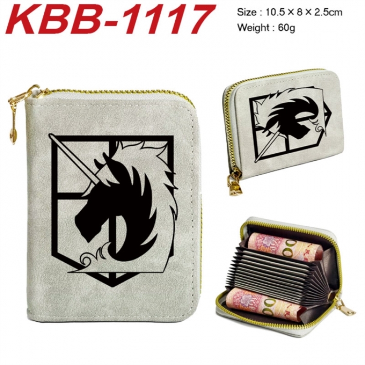 Shingeki no Kyojin Anime-themed bank card zipper cardholder with dimensions 10.5x8x2.5cm