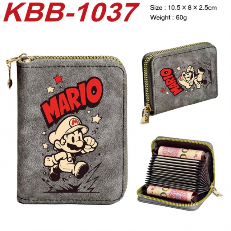 Super Mario Anime-themed bank card zipper cardholder with dimensions 10.5x8x2.5cm