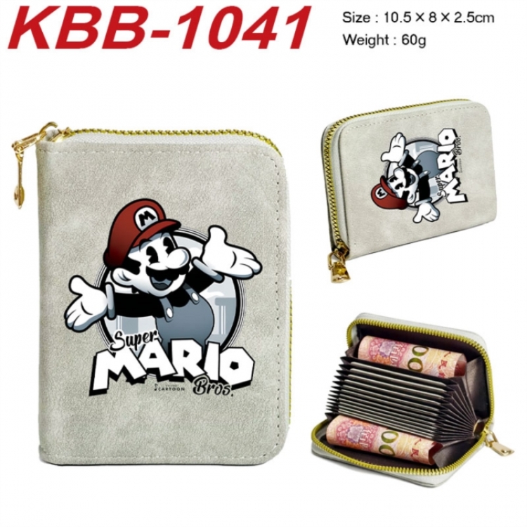 Super Mario Anime-themed bank card zipper cardholder with dimensions 10.5x8x2.5cm