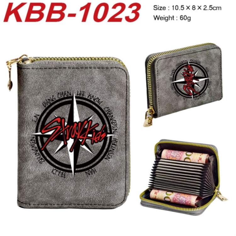 StrayKids Anime-themed bank card zipper cardholder with dimensions 10.5x8x2.5cm