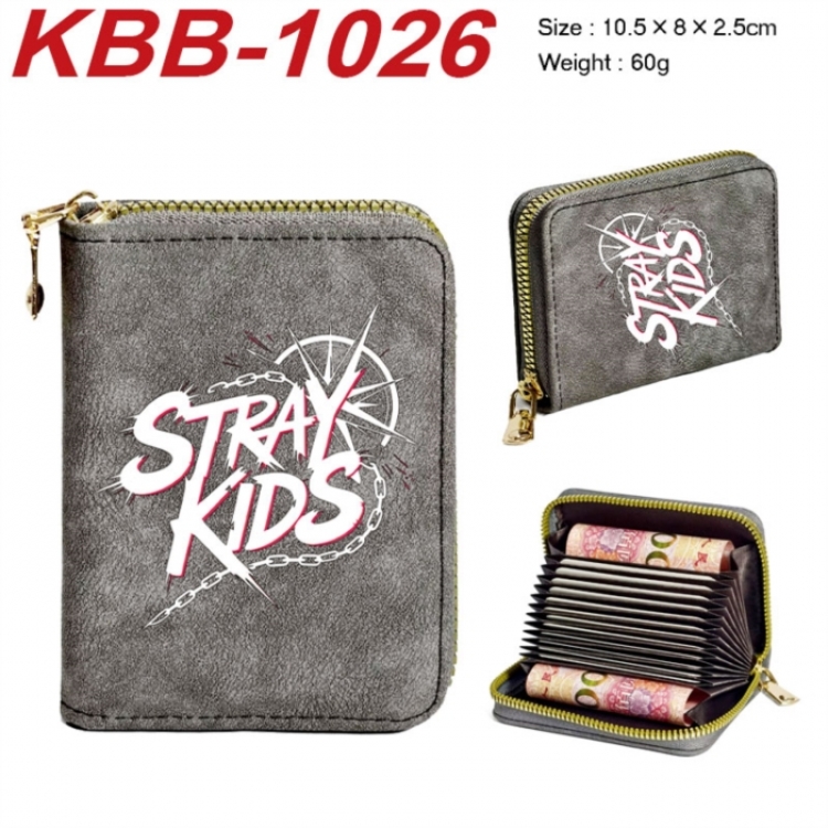 StrayKids Anime-themed bank card zipper cardholder with dimensions 10.5x8x2.5cm