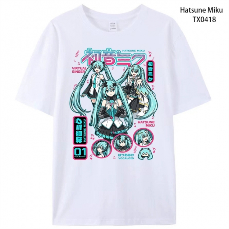 Hatsune Miku Anime peripheral printed pure cotton T-shirt from S to 4XL