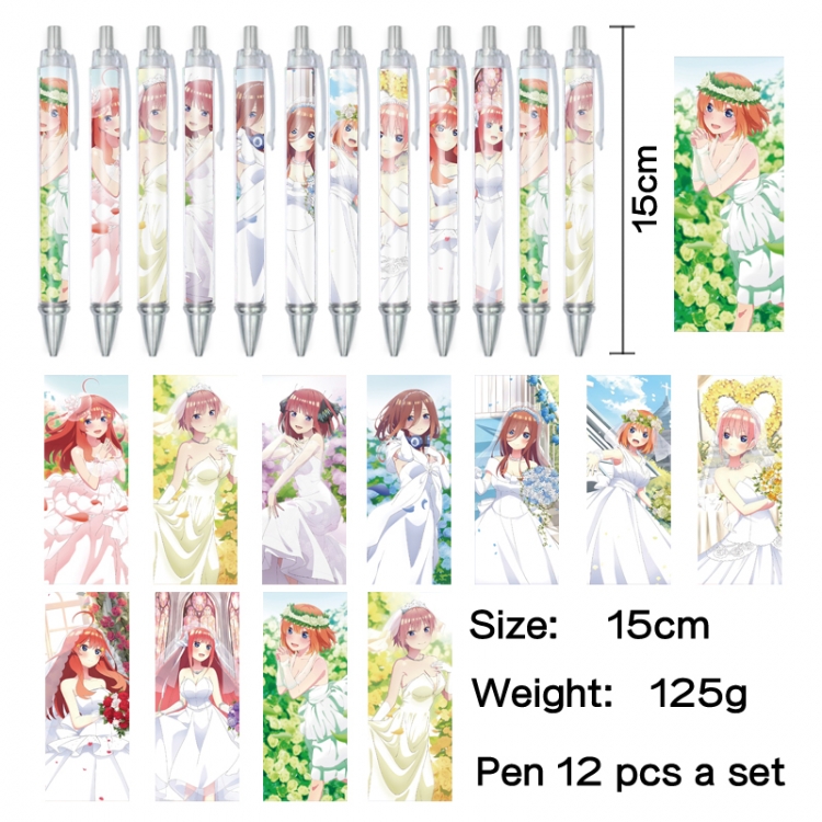 The Quintessential Quintuplets Anime peripheral student color picture ballpoint pen neutral pen 15cm a set of 12